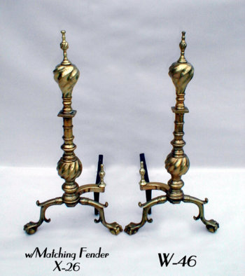 Antique Andirons & Fireplace Fender