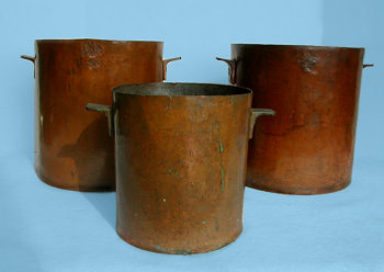 Set of Three Copper Cooking Pots