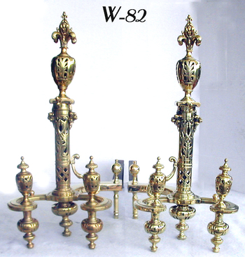 Massive Brass Fleur de Lys Andirons