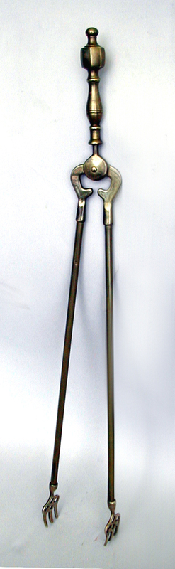 Victorian Fireplace Tongs with Ornate Fork Tips