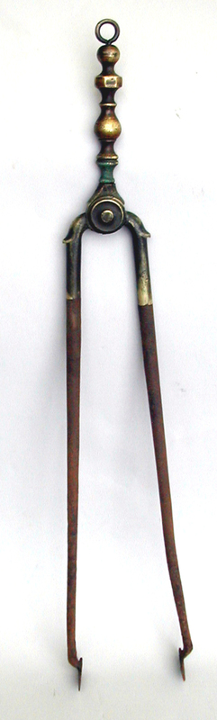 Antique Brass and Iron Fireplace Tongs