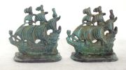 Bookends Pair Green Patina