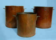 Set of Three Copper Cooking Pots